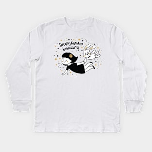 Dreams Know No Boundaries Quote - Beautiful Girl With Rabbit Artwork Kids Long Sleeve T-Shirt